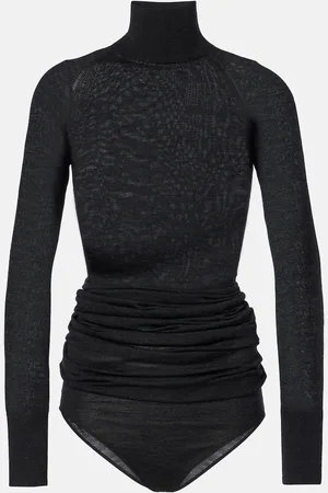 Alaïa AlaÃ¯a Draped wool turtleneck bodysuit