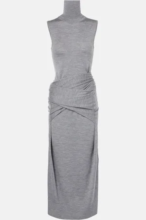 Totême Draped wool and silk midi dress