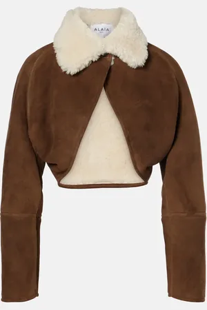 Alaïa AlaÃ¯a Shearling-trimmed suede jacket