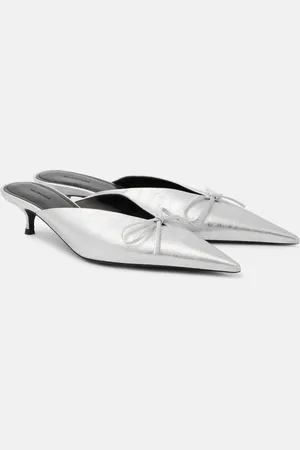 Balenciaga Knife Bow 40 metallic leather mules