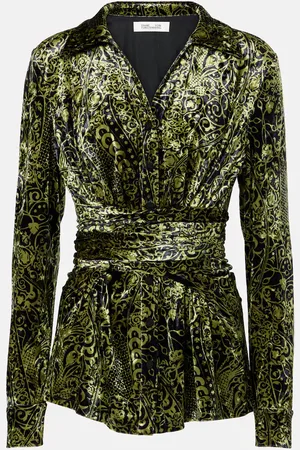 Diane von Furstenberg Lagarde printed velvet wrap top