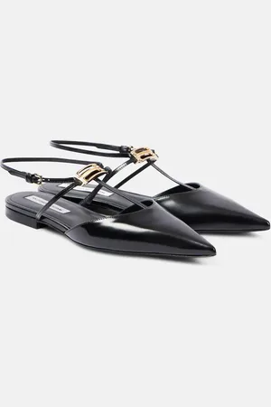 Victoria Beckham B Buckle leather slingback flats