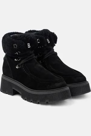 Bogner Shearling-trimmed leather ankle boots