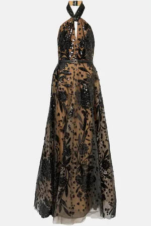 Elie saab Sequined halterneck gown