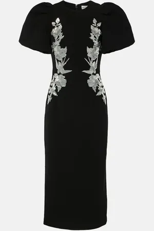 Rebecca Vallance Monroe puff-sleeve embellished midi dress