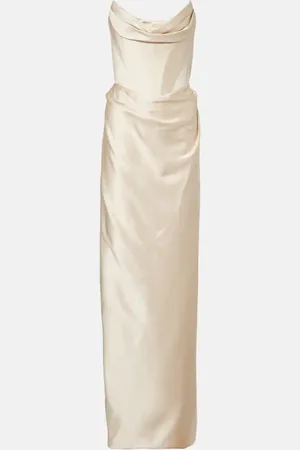 Vivienne Westwood Galaxy draped crÃªpe satin bustier gown
