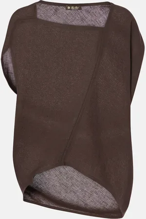 Loro Piana Gaia asymmetric linen crÃªpe top