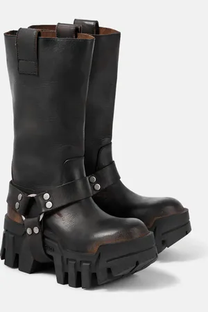 Balenciaga Bulldozer Harness leather biker boots