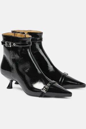Ganni Eyelets faux leather ankle boots