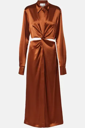 GALVAN Hock gathered satin midi dress