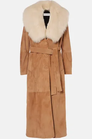 Nour Hammour Dakota shearling-trimmed suede coat