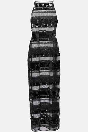 Oseree OsÃ©ree Sequined striped maxi dress