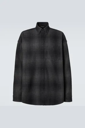 Balenciaga Checked wool-blend flannel shirt