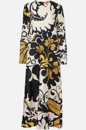 La DoubleJ Swing printed silk twill midi dress