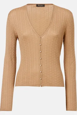 Loro Piana Cable-knit cashmere and silk cardigan