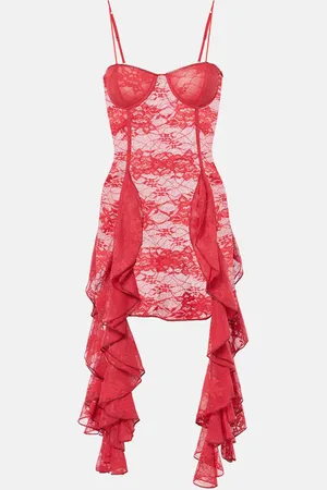 Oseree OsÃ©ree Ruffled lace bustier dress