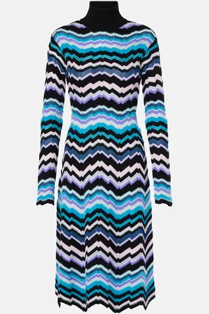 Missoni Zigzag knitted turtleneck midi dress
