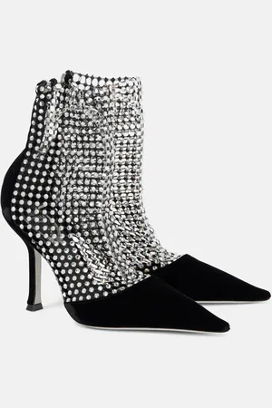 RENE CAOVILLA Galaxia embellished velvet ankle boots