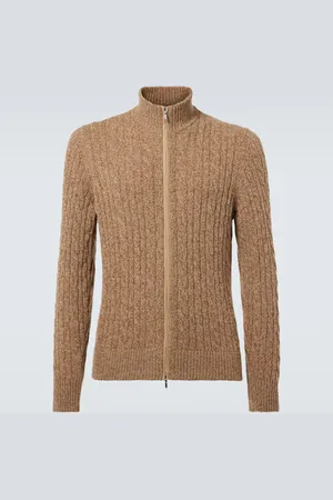 Loro Piana Cable-knit cashmere zip-up sweater
