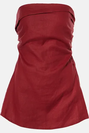 FAITHFULL THE BRAND Boe strapless shirred linen top