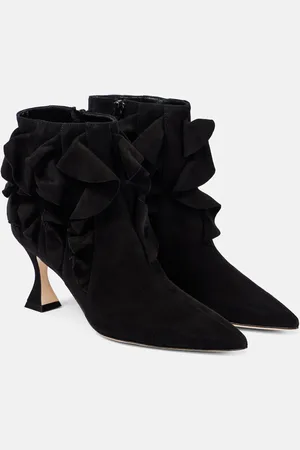Manolo Blahnik Pompa ruffled suede ankle boots