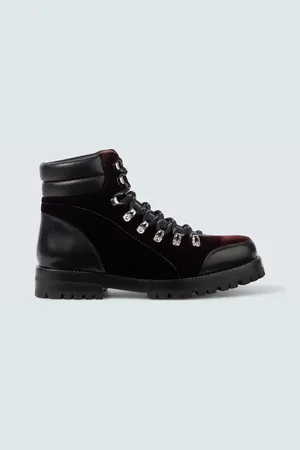 Manolo Blahnik Janka leather-trimmed velvet combat boots