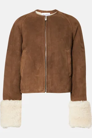 Alaïa AlaÃ¯a Shearling-trimmed suede jacket