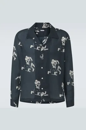 BODE Football Silhouette printed linen shirt