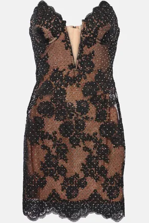 Self-Portrait Embellished lace bustier dress