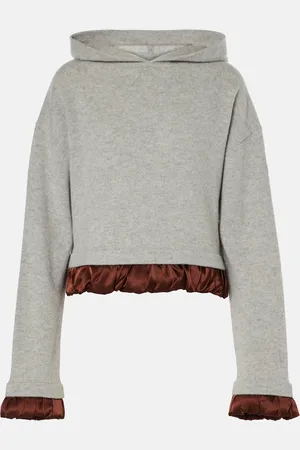 J.W.Anderson Cropped satin-trimmed wool hoodie