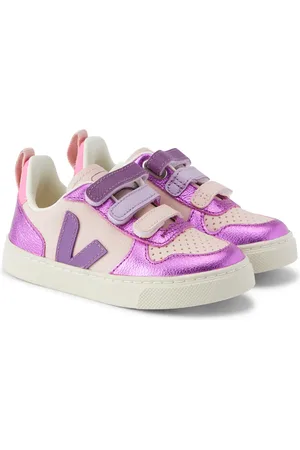 Veja V-10 metallic leather sneakers