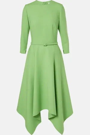 Oscar de la Renta Asymmetric wool-blend midi dress