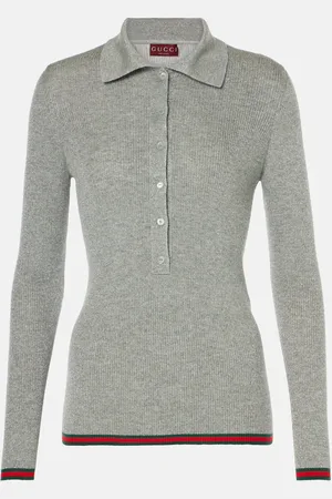 Gucci Web Stripe cashmere-blend polo sweater