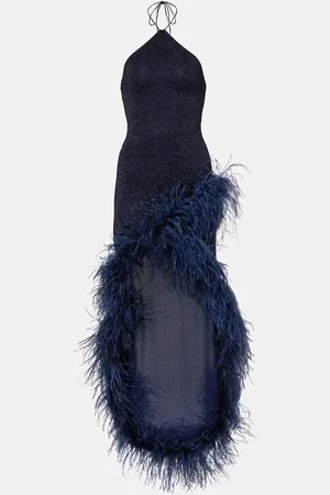 Oseree OsÃ©ree LumiÃ¨re Plumage feather-trimmed maxi dress
