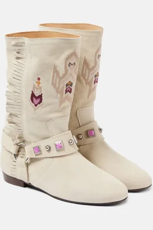 Isabel Marant Siani fringed embroidered suede ankle boots