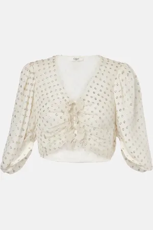Chloé ChloÃ© Jacquard silk-blend muslin crop top