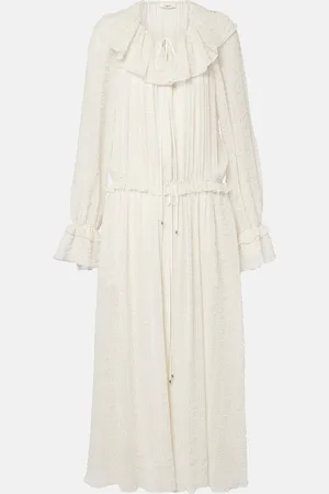 Chloé ChloÃ© Ruffled silk-blend crÃªpe maxi dress