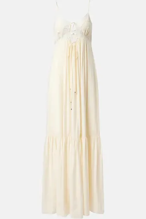 Chloé ChloÃ© Lace-trimmed silk crÃªpe de chine maxi dress