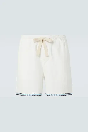 COMMAS Frequency embroidered linen shorts