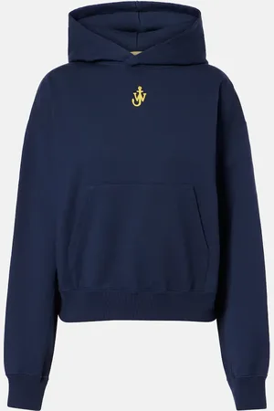 J.W.Anderson Anchor embroidered cropped cotton hoodie