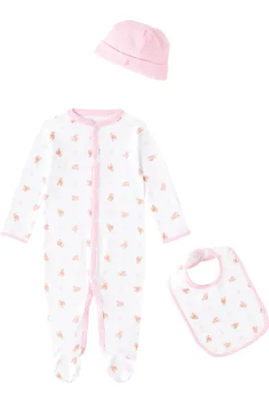 Ralph Lauren Baby cotton bodysuit, bib, and beanie set
