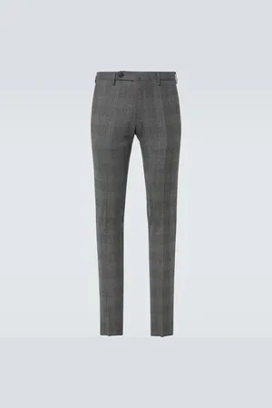 SLOWEAR Checked wool and cashmere slim pants
