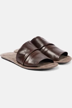 Brunello Cucinelli Ruched leather slides