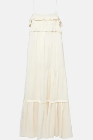 Chloé ChloÃ© Lace-trimmed silk charmeuse midi dress