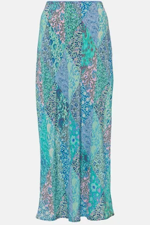 RIXO London Ardith patchwork silk midi skirt