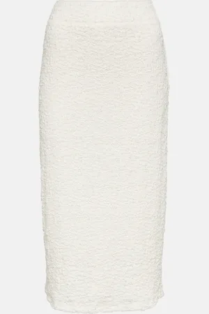 Vince Smocked cotton-blend midi skirt