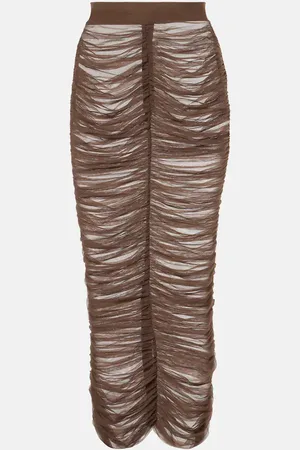 ALEX PERRY Ruched mesh midi skirt
