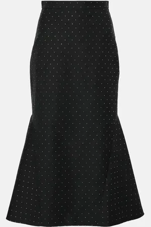 Erdem Polka-dot cotton and wool lamÃ© midi skirt