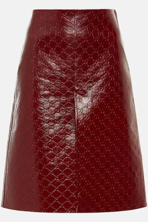 Gucci GG embossed leather midi skirt