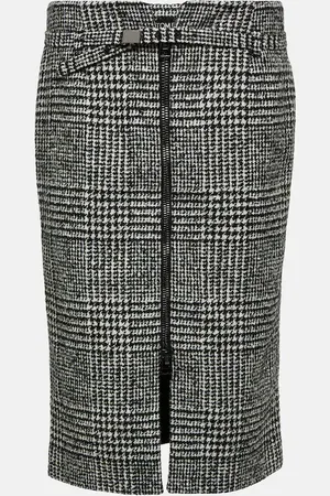Tom Ford Chevron wool-blend midi skirt